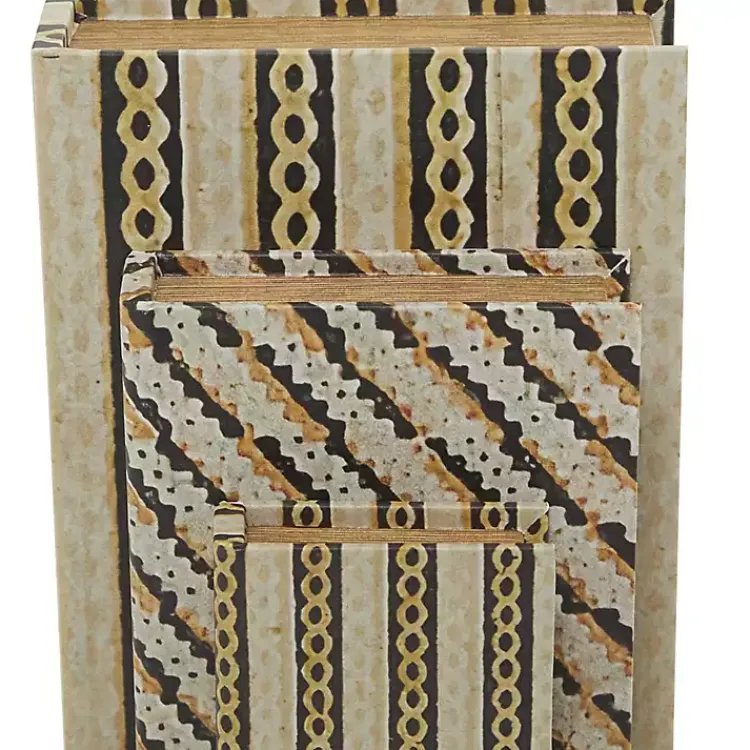 Baskets & Boxes>Kirklands Home Gold Faux Leather Chain Link Book Boxes, Set of 3