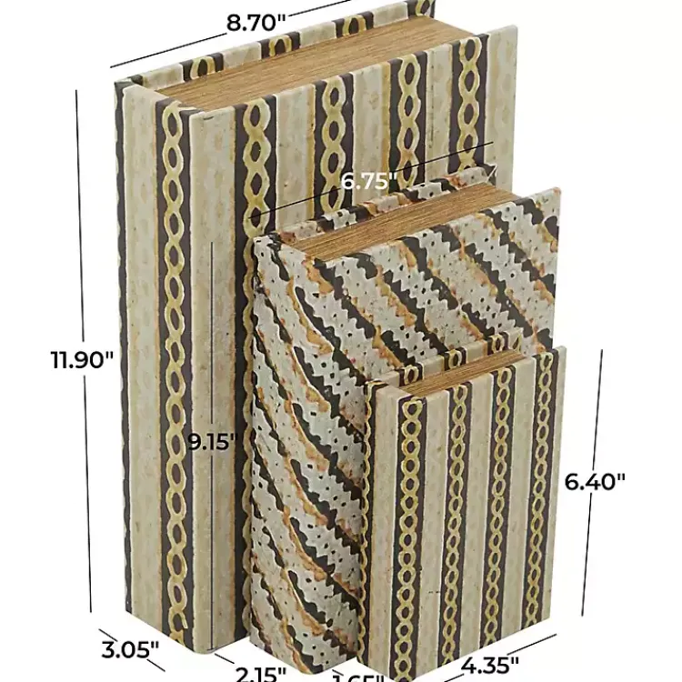 Baskets & Boxes>Kirklands Home Gold Faux Leather Chain Link Book Boxes, Set of 3