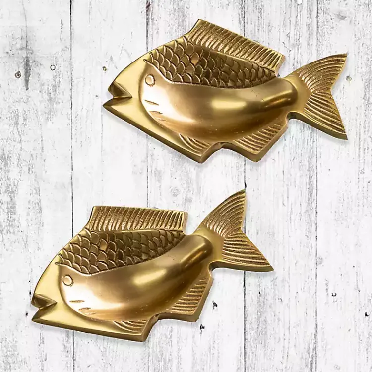 Kirklands Home Fish Soap Dishes, Set of 2 Gold