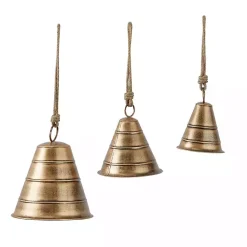 Decorative Accents>Kirklands Home Flared Metal Hanging Bells, Set of 3 Gold