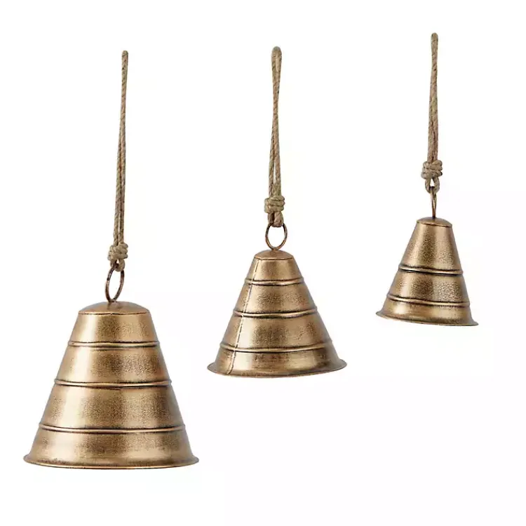 Decorative Accents>Kirklands Home Flared Metal Hanging Bells, Set of 3 Gold