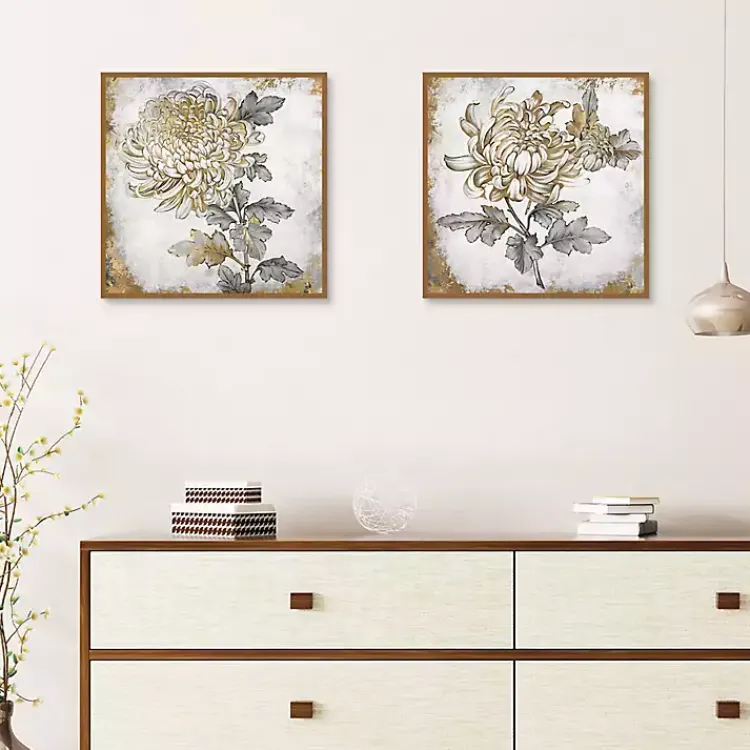 Kirklands Home Gold Fleur Floral 2-pc. Canvas Art Print Set Discount