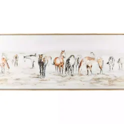 Kirklands Home Gold Foil Wild Horses Framed Canvas Art Print Hot