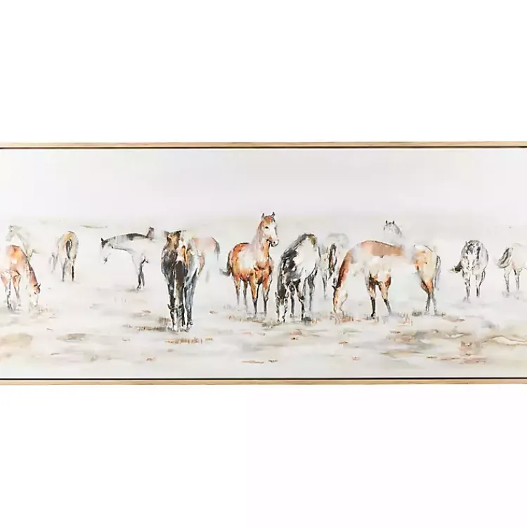 Kirklands Home Gold Foil Wild Horses Framed Canvas Art Print Hot