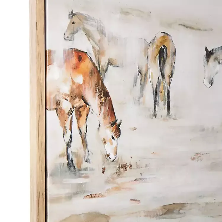 Kirklands Home Gold Foil Wild Horses Framed Canvas Art Print Hot