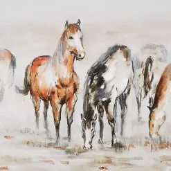 Kirklands Home Gold Foil Wild Horses Framed Canvas Art Print Hot