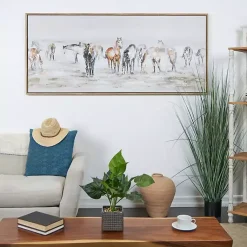 Kirklands Home Gold Foil Wild Horses Framed Canvas Art Print Hot