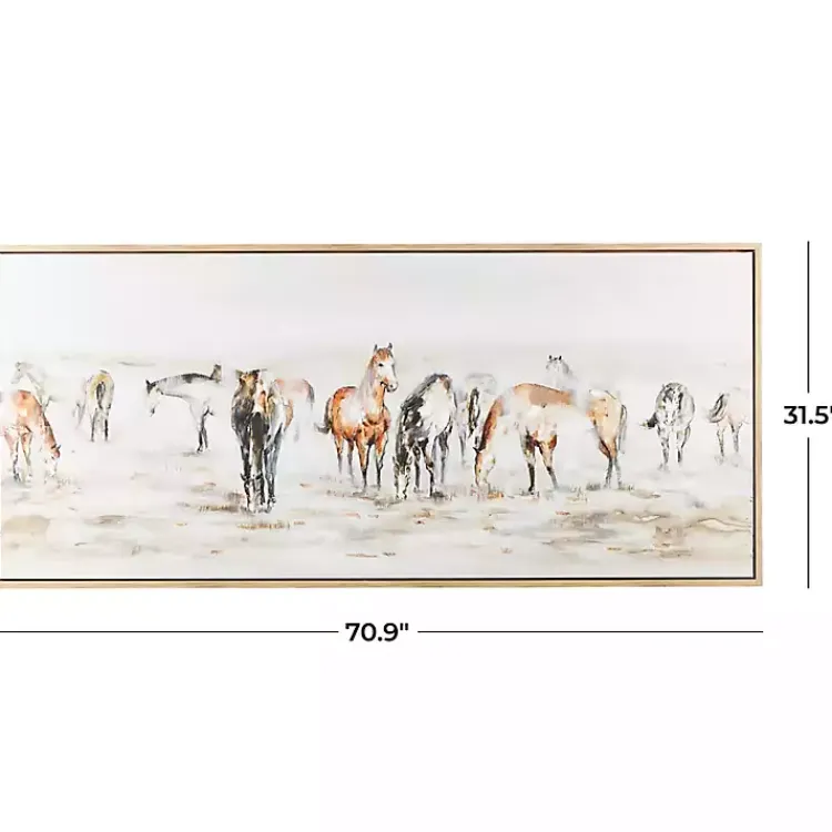 Kirklands Home Gold Foil Wild Horses Framed Canvas Art Print Hot