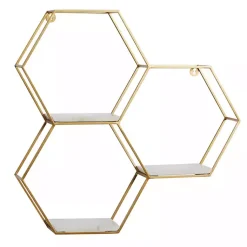 Kirklands Home Frame Marble Honeycomb Wall Shelf Gold Clearance