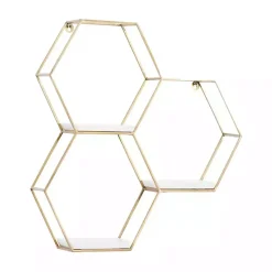 Kirklands Home Frame Marble Honeycomb Wall Shelf Gold Clearance