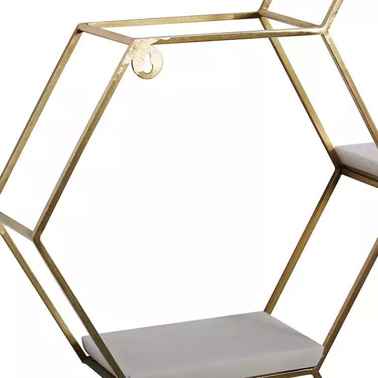 Kirklands Home Frame Marble Honeycomb Wall Shelf Gold Clearance