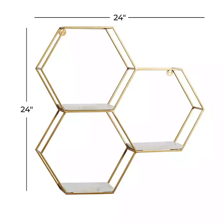 Kirklands Home Frame Marble Honeycomb Wall Shelf Gold Clearance