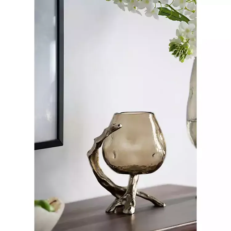 Candle Holders>Kirklands Home Glass and Metal Driftwood Candle Holder Gold