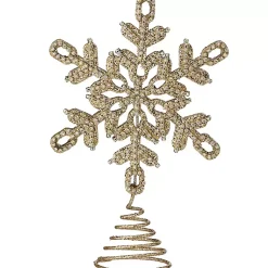Christmas Tree Decorations>Kirklands Home Glitter Jewel Snowflake Tree Topper Gold