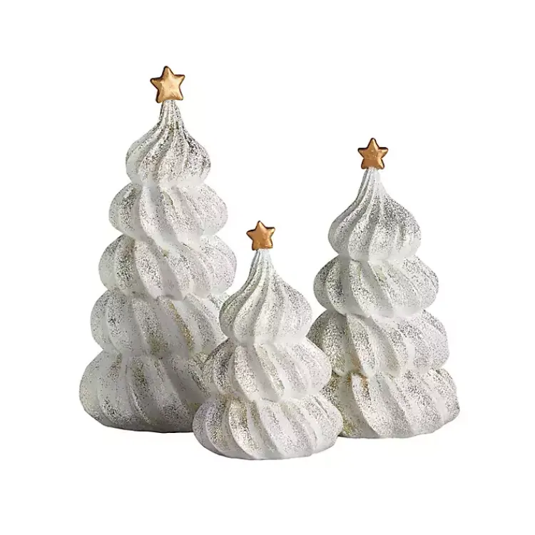Christmas Decorations>Kirklands Home Gold Glitter Meringue Christmas Trees, Set of 3