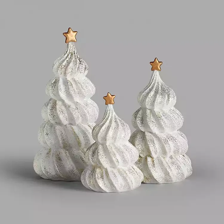 Christmas Decorations>Kirklands Home Gold Glitter Meringue Christmas Trees, Set of 3