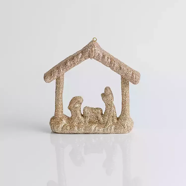 Christmas Ornaments>Kirklands Home Glitter Nativity Scene Christmas Ornament Gold