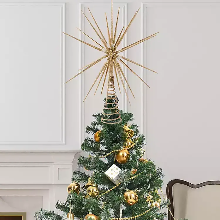 Christmas Tree Decorations>Kirklands Home Glitter Starburst Tree Topper Gold