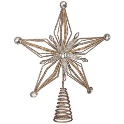 Christmas Tree Decorations>Kirklands Home Glittery Bejewelled Star Tree Topper Gold