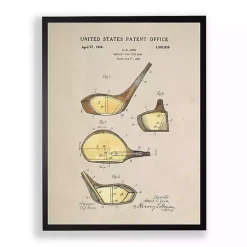 Kirklands Home Gold Golf Club Patent Framed Art Print New