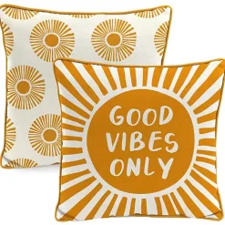 Kirklands Home Gold Good Vibes Only Sunny Outdoor Pillow Sale