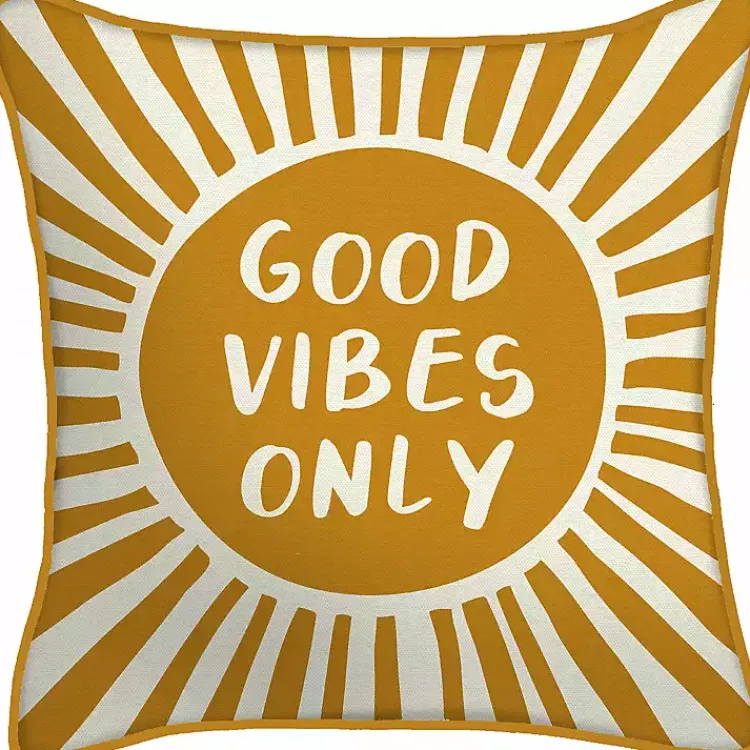 Kirklands Home Gold Good Vibes Only Sunny Outdoor Pillow Sale