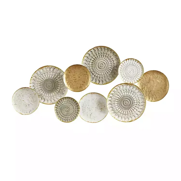 Kirklands Home Gray White Metal Connected Circle Wall Plaque Gold Discount