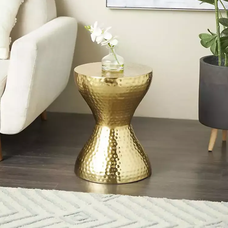 Kirklands Home Hammered Hourglass Accent Table Gold Online