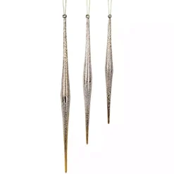 Christmas Ornaments>Kirklands Home Heirloom Glass Icicle Ornaments, Set of 6 Gold