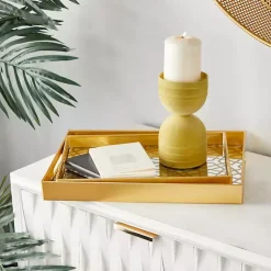 Decorative Trays>Kirklands Home Hexagon Large Print 2-pc. Tray Set Gold