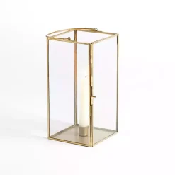 Lanterns>Kirklands Home Iron & Glass Taper Candle Lantern, 10 in. Gold