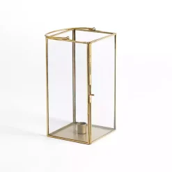 Lanterns>Kirklands Home Iron & Glass Taper Candle Lantern, 10 in. Gold