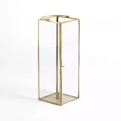 Lanterns>Kirklands Home Iron & Glass Taper Candle Lantern, 14 in. Gold