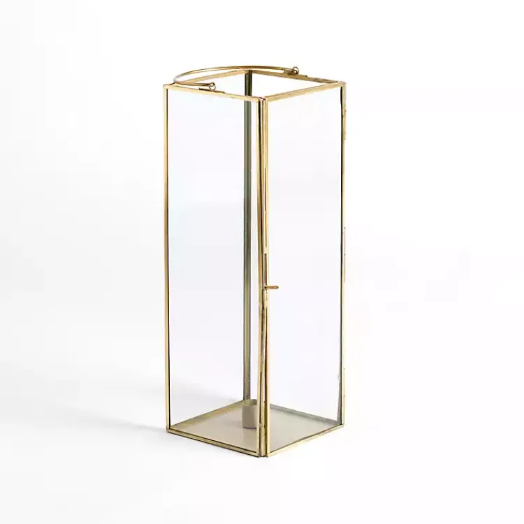 Lanterns>Kirklands Home Iron & Glass Taper Candle Lantern, 14 in. Gold