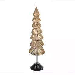 Christmas Decorations>Kirklands Home Iron Christmas Tree on Black Base, 47 in. Gold