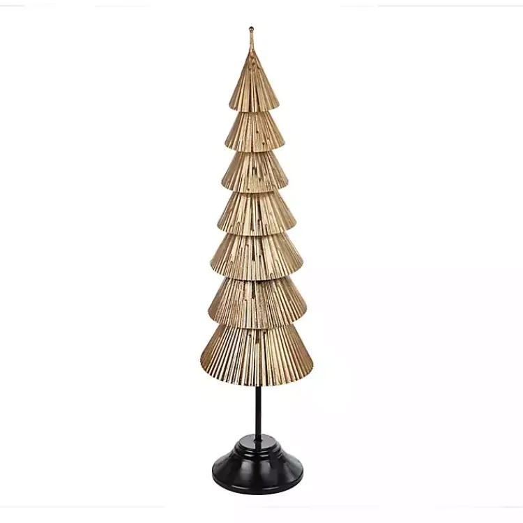 Christmas Decorations>Kirklands Home Iron Christmas Tree on Black Base, 47 in. Gold