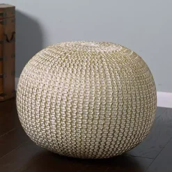 Poufs & Floor Cushions>Kirklands Home Knit Frankie Pouf Gold