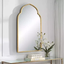Kirklands Home Gold Leaf Arched Frame Wall Mirror Clearance