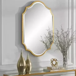 Kirklands Home Gold Leaf Curved Metal Wall Mirror Sale