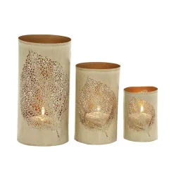 Candle Holders>Kirklands Home Gold Leaf Metal Candle Holders, Set of 3