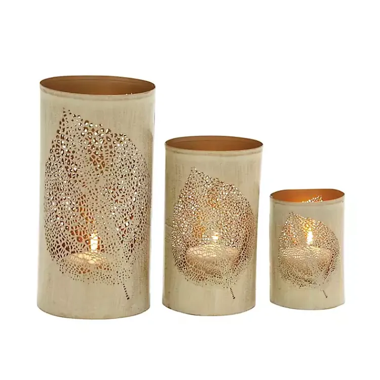 Candle Holders>Kirklands Home Gold Leaf Metal Candle Holders, Set of 3