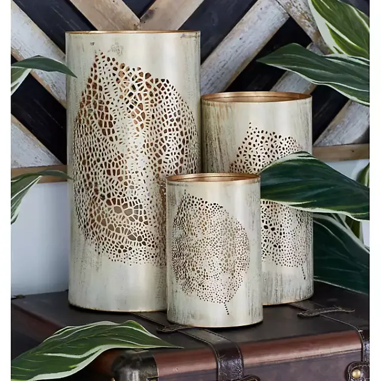 Candle Holders>Kirklands Home Gold Leaf Metal Candle Holders, Set of 3
