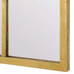 Kirklands Home Gold Leaf Metal Windowpane Arch Frame Mirror