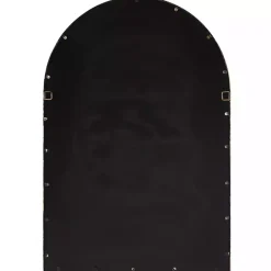 Kirklands Home Gold Leaf Metal Windowpane Arch Frame Mirror