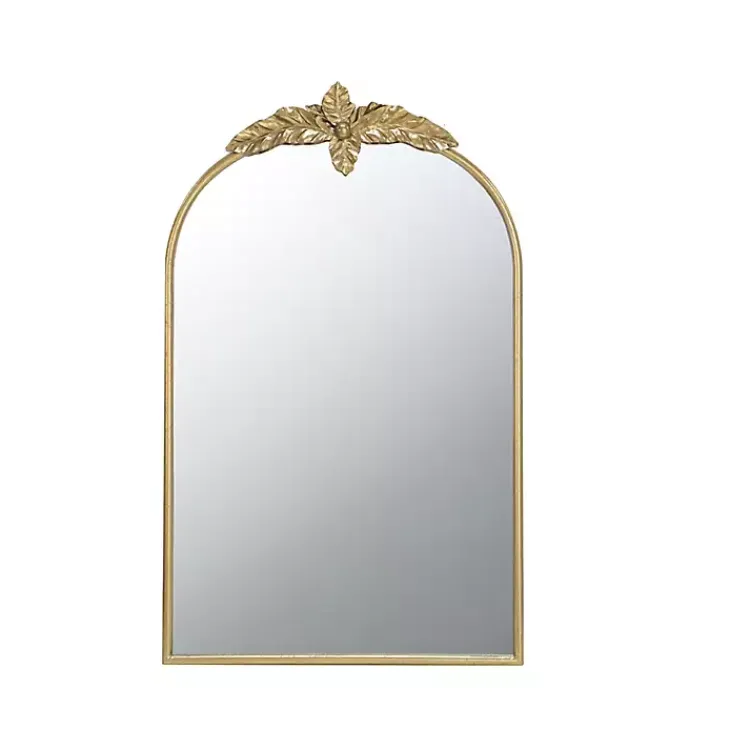 Kirklands Home Gold Leaves Arched Wall Mirror, 24x36 in. New