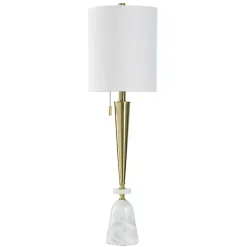 Kirklands Home Gold Metal & Marble Tapered Buffet Lamp White Outlet