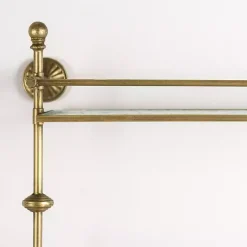 Kirklands Home Gold Metal & Textured Glass 2-Tier Wall Shelf Best