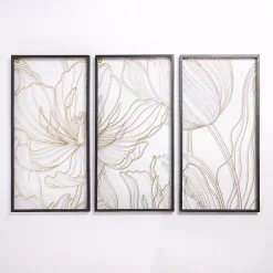Kirklands Home Gold Metal Abstract Floral Wall Plaques, Set of 3 Clearance