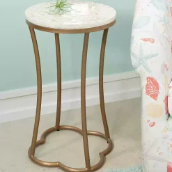 Kirklands Home Gold Metal and Capiz Shell Top Accent Table Online