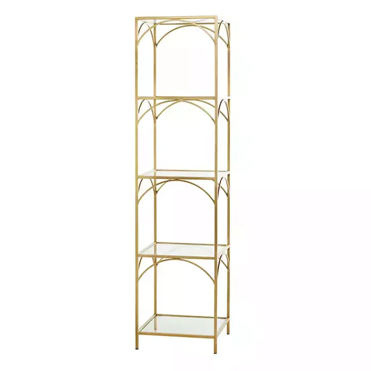 Kirklands Home Metal and Clear Glass 4-Tier Shelf Gold Clearance